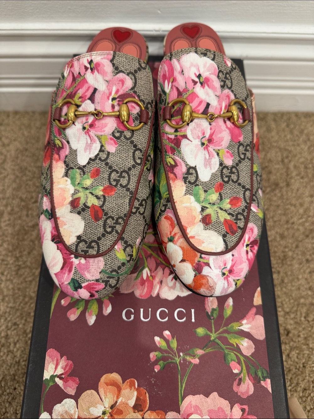 Gucci Princeton Blooms Horsebit Floral GG Canvas Loafers EU 37/37.5 Box Dust Bag